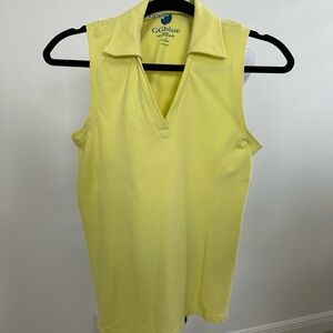 GGblue Sleeveless Golf Shirt V Neck with collar Cut-in sleeve Size M Yellow